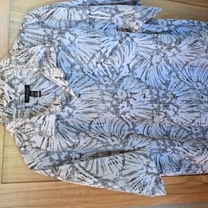 VanHeusen, XL,17-17.5 Gray/white/brown Men's Shirt